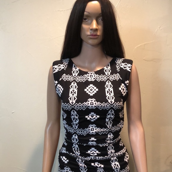 I N C black & white print dress. Size S - Picture 2 of 6